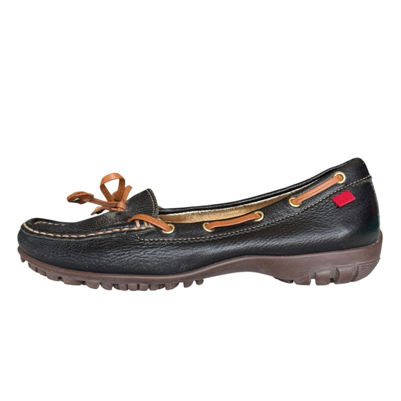 Marc Joseph Original Golf Moccasin Black Tan Slip On Loafer Driving Shoe Size 6 - Picture 3 of 10